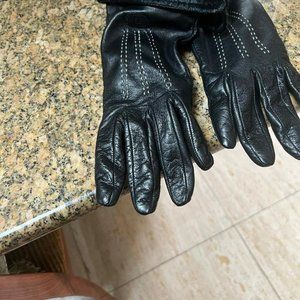FENDI GLOVES BLACK LEATHER 7.5